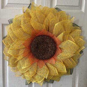 Sunflower Burlap Wreath - Yellow and Orange